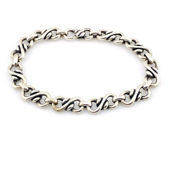 Signed Avery Silver Chain Bracelet Custom Links Hidden Clasp Infinity 7.25" 8MM - Picture 1 of 7